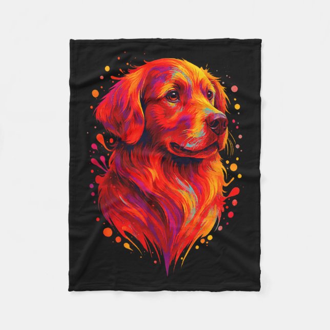 Golden Retriever Art Rtrait For Dog Owners  Fleecedecke (Vorderseite)