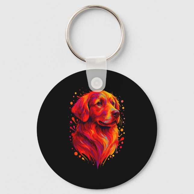Golden Retriever Art Rtrait For Dog Owners  Schlüsselanhänger (Vorderseite)