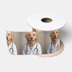 Golden Retriever Arzt mit Stethoskop Satinband