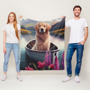 Golden Retriever auf dem Paddle: Ein Landschaftlic Fleecedecke