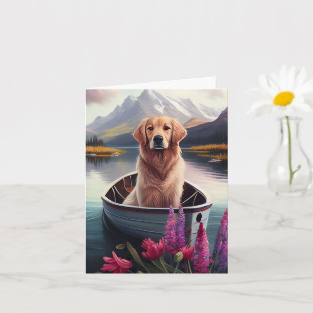 Golden Retriever auf dem Paddle: Ein Landschaftlic Karte (Kleine Pflanze)