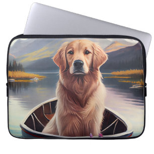 Golden Retriever auf dem Paddle: Ein Landschaftlic Laptopschutzhülle