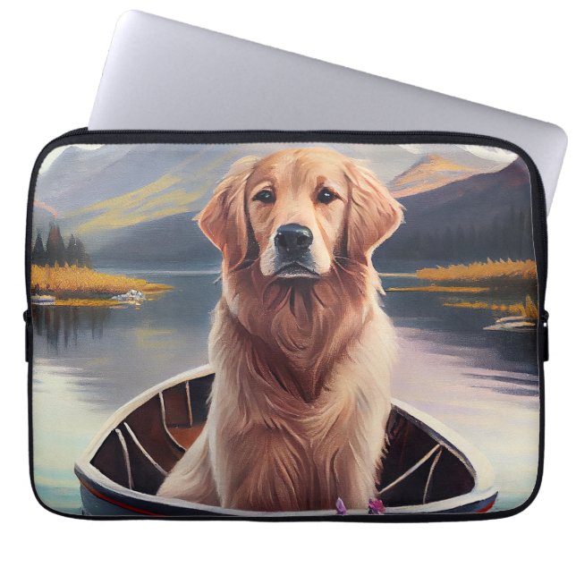Golden Retriever auf dem Paddle: Ein Landschaftlic Laptopschutzhülle (Vorderseite)
