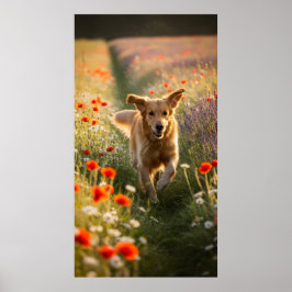 Golden Retriever auf dem sonnigen Gras Poster