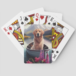 Golden Retriever auf einem Paddel: Ein landschaftl Spielkarten