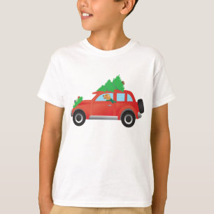 Golden Retriever Auto mit Weihnachtsbaum T-Shirt