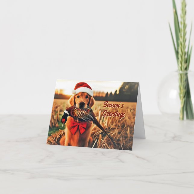 Golden Retriever avec carte de vacances de faisan (Devant)