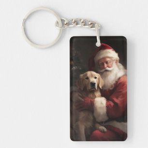 Golden Retriever avec le Père Noël Noël