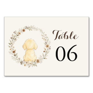 Golden Retriever Baby Shower Braun Wasserfarbe  Tischnummer