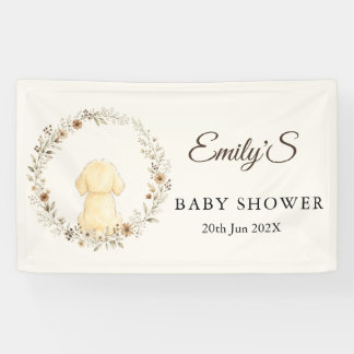 Golden Retriever Baby Shower Wasserfarbe Wildblume Banner