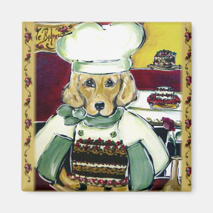 Golden Retriever Bäcker Magnet