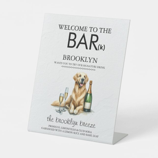Golden Retriever Bar Sockelschild (Vorderseite)