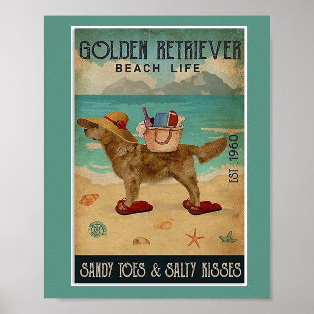 Golden Retriever Beach Beauty Poster (Vorne)