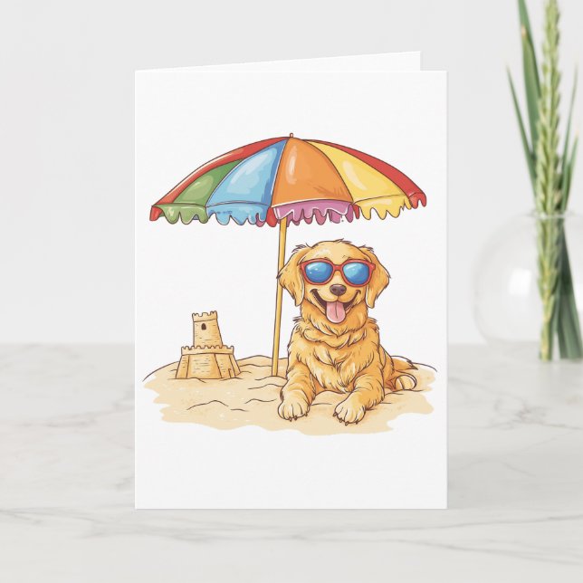Golden Retriever Beach Dog Karte (Vorderseite)
