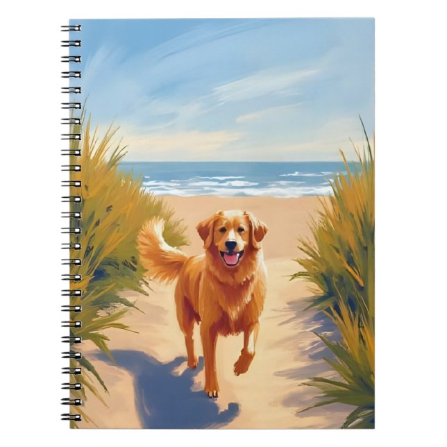 Golden Retriever Beach Path | Ocean Dog Pet Notizblock (Vorderseite)