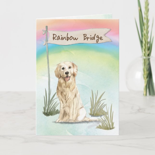 Golden Retriever Beileid über Regenbogenbrücke Karte (Vorderseite)
