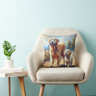 Golden Retriever beim Spaziergang Kissen