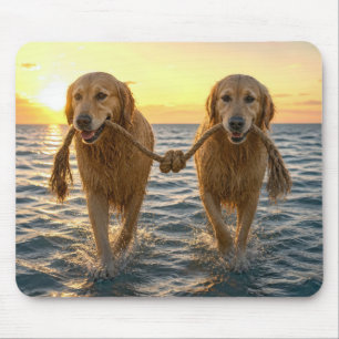 Golden Retriever beim Spaziergang mit einem verkno Mousepad