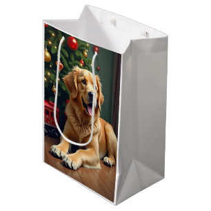 Golden Retriever beim Weihnachtszug Spielzeug Mittlere Geschenktüte
