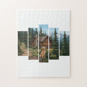 Golden Retriever Berghütten-Puzzle