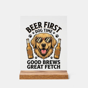 Golden Retriever Bier-Shirt Lustiger Hunde-Liebhab Acrylschild