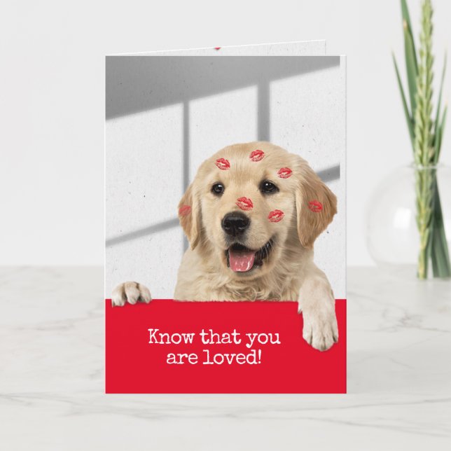 Golden Retriever Birthday Lipstick Kisses Karte (Vorderseite)