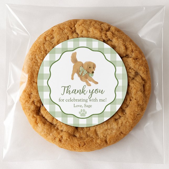 Golden Retriever Birthday Party Favor Thank You Runder Aufkleber (Von Creator hochgeladen)