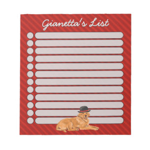 Golden Retriever Black Hat Dog List Notizblock