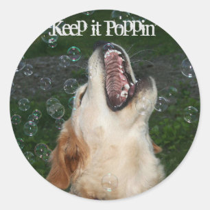 Golden Retriever Blase Popping Runder Aufkleber