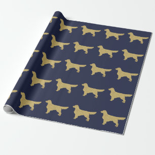 Golden Retriever   Blaue Goldmedaille für Glitzer Geschenkpapier