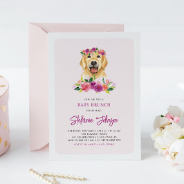 Golden Retriever Bloral Baby Brunch Einladung