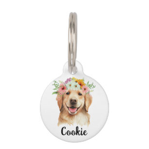 Golden Retriever Blume Round Pet Tag Haustiermarke