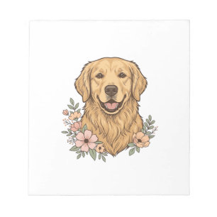 Golden Retriever Blumenvintage-Prägungsdesign_1 Notizblock