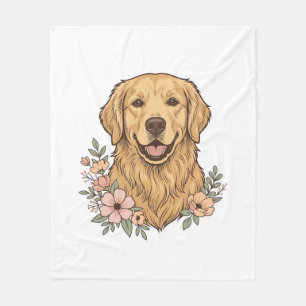 Golden Retriever Blumenvintage-Stichdesign_1 Fleecedecke