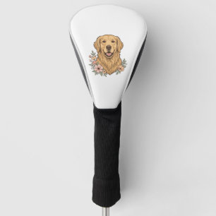 Golden Retriever Blumenvintage-Stichdesign_1 Golf Headcover