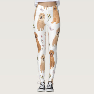 Golden Retriever Blumiges Muster | Süßer Hund & Wi Leggings