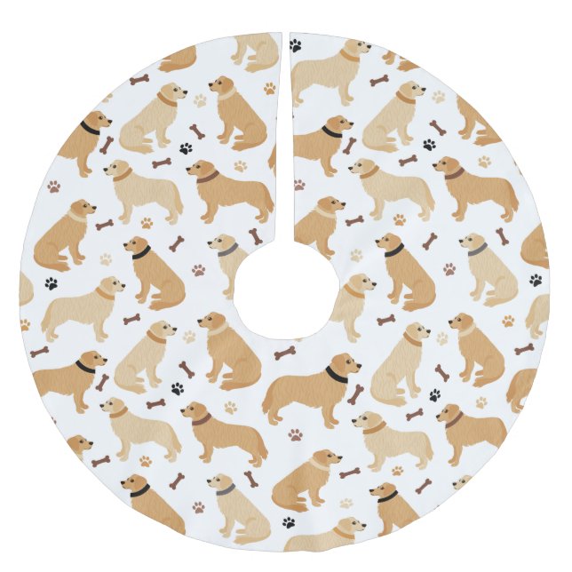 Golden Retriever Bones and Paws Brushed Polyester  Polyester Weihnachtsbaumdecke (Vorderseite)