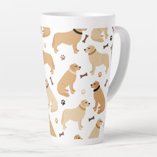 Golden Retriever Bones and Paws Latte Mug (Angle droit)