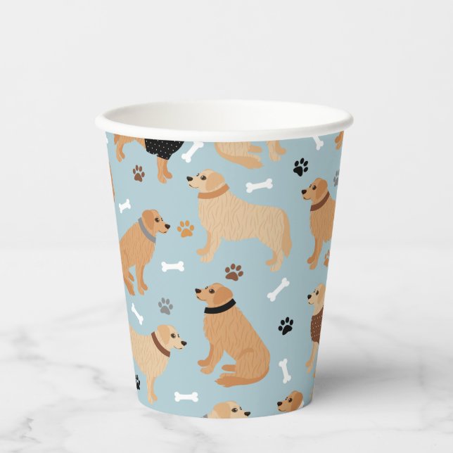 Golden Retriever Bones and Paws Pappbecher (Vorderseite)