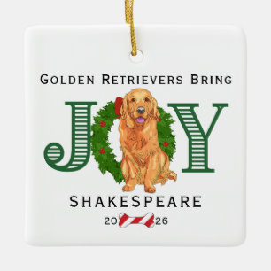 Golden Retriever bringen Freude Keramikornament