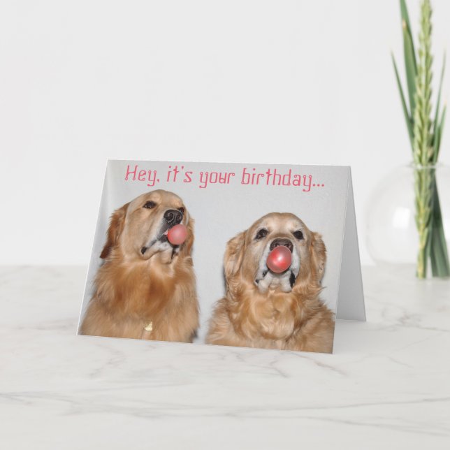 Golden Retriever Bubblegum Birthday Karte (Vorderseite)