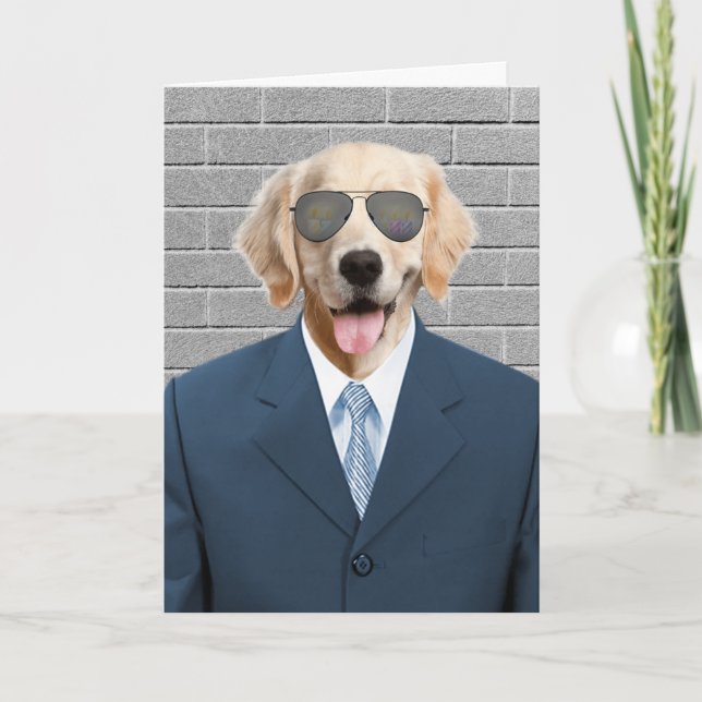 Golden Retriever Business Anzug Karte (Vorderseite)
