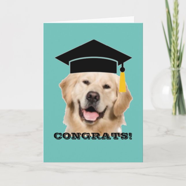 Golden Retriever Cap and Tassel Glückwunschs Gradu Karte (Vorderseite)