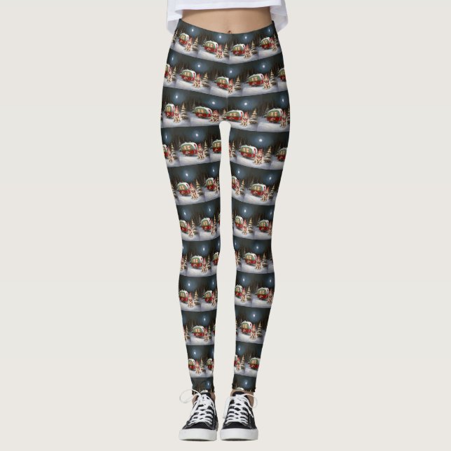 Golden Retriever Caravan Weihnachtsabenteuer Leggings (Vorderseite)
