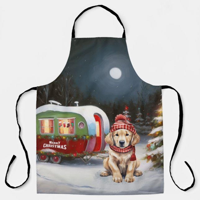 Golden Retriever Caravan Weihnachtsabenteuer Schürze (Vorderseite)