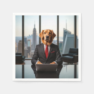 Golden Retriever CEO in einem modernen Hochhaus-Bü Serviette