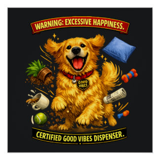 Golden Retriever Chaos-Modus aktiviert  Poster