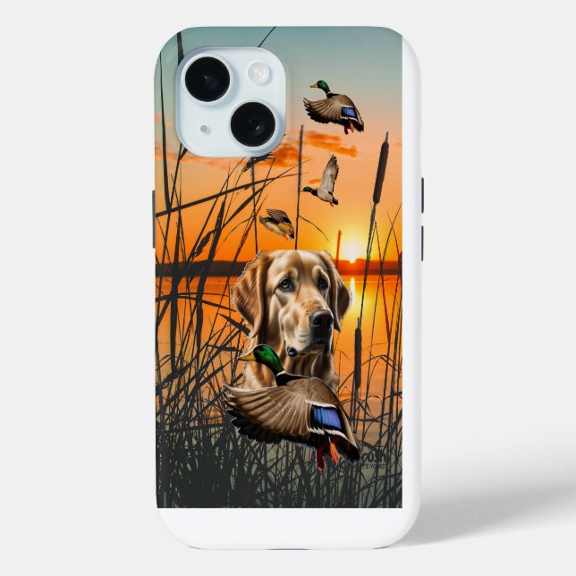 Golden Retriever Chasse au canard iPhone Coque dur (Verso)