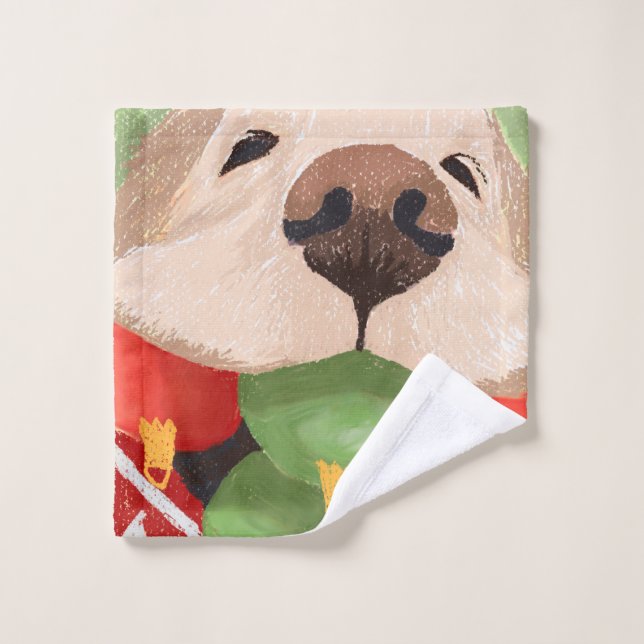Golden Retriever Christmas Balls Mouth Funny GIft Waschlappen (Waschlappen)