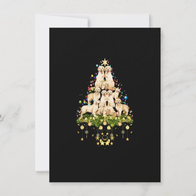 Golden Retriever Christmas Dog Tree Light Holiday  Einladung (Vorderseite)
